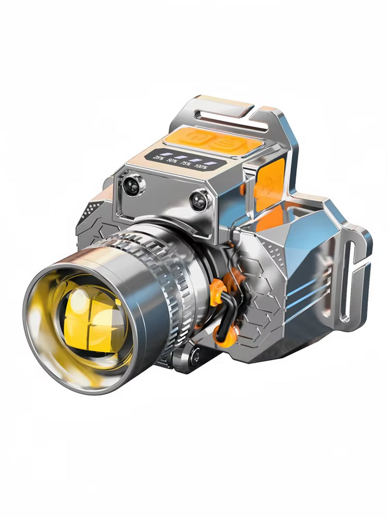 Head-Mounted Induction Zoomable Super Bright Flashlight Rechargeable Headlamp LED Flashlight Cool White Headlamp