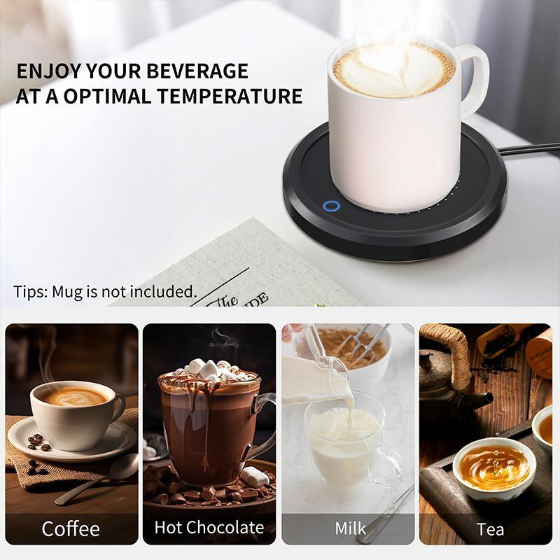 Intelligent Automatic Coffee Cup Heating Pad 55°C Constant Temperature Heater Coffee Milk Tea Beverage Heating Warmer Coaster Constant Temperature Cup Multifunctional Heat Preservation Coaster Stainless Steel Measuring Pitcher with Lid Tableware Black