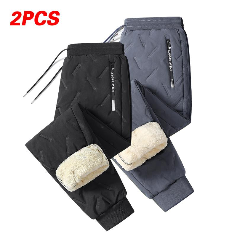 Men'S 3-Pack Fleece-Lined Snow Pants with Drawstring Waistband for Winter Sports & Casual Wear Warm Cozy Versatile Menswear Trouser