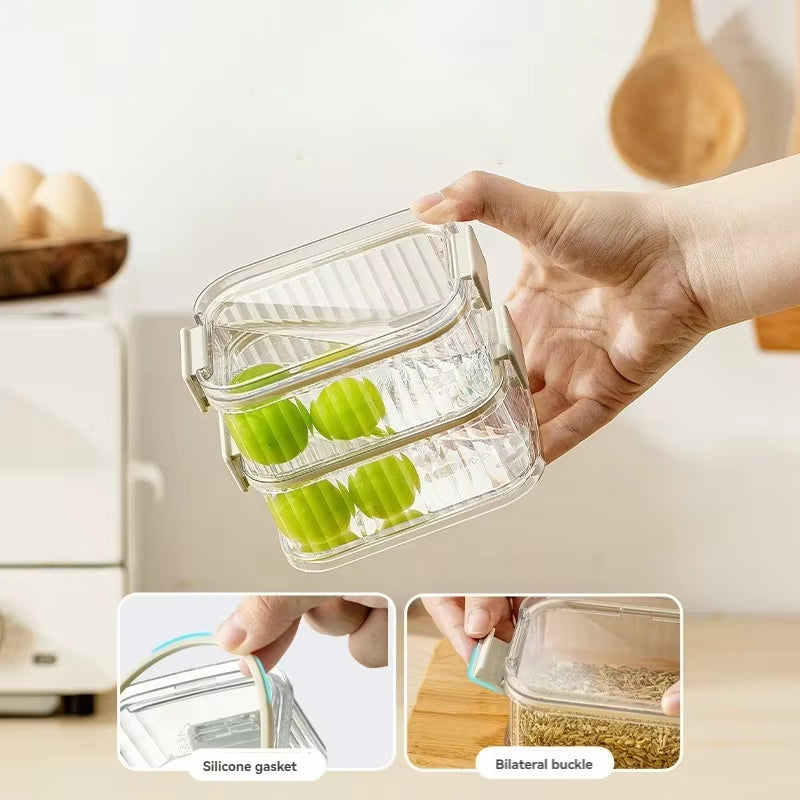 Household Stackable Food Sealing Jar Multi-Layered Seasoning Storage Box Portable All-In-One Kitchen Spices Beans Storage Jar