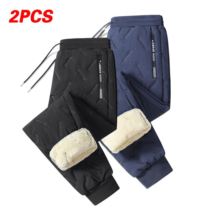 Men'S 3-Pack Fleece-Lined Snow Pants with Drawstring Waistband for Winter Sports & Casual Wear Warm Cozy Versatile Menswear Trouser