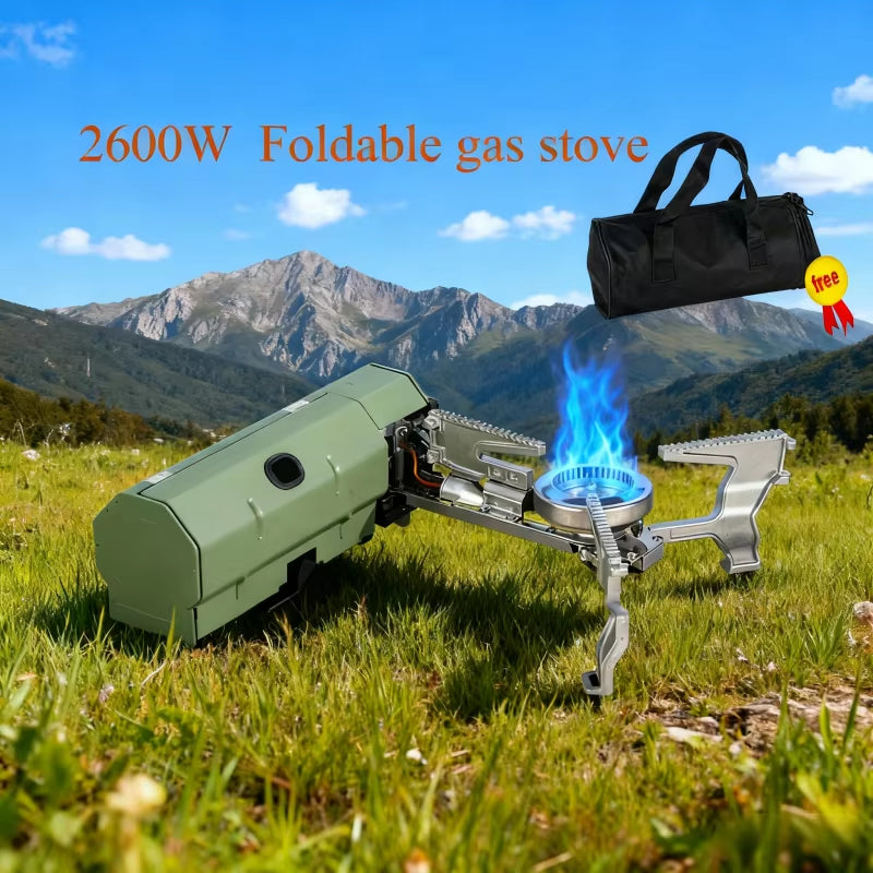 2600W Portable Gas Stove Folding Camping Stove Outdoor Hiking BBQ Travel Cooking Grill Cassette Burner