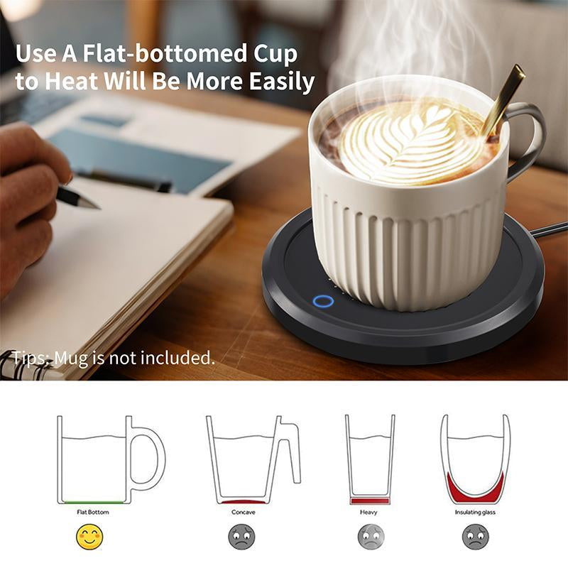 Intelligent Automatic Coffee Cup Heating Pad 55°C Constant Temperature Heater Coffee Milk Tea Beverage Heating Warmer Coaster Constant Temperature Cup Multifunctional Heat Preservation Coaster Stainless Steel Measuring Pitcher with Lid Tableware Black