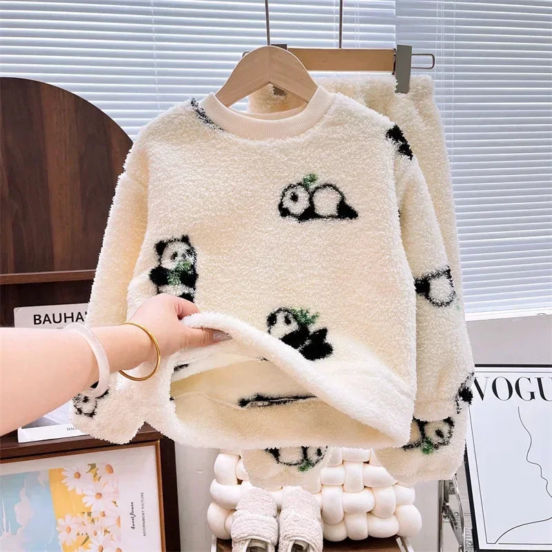 🐼❄️ Kids Warm Panda Fleece Pajama Set – Abrigo, suavidad y ternura para este invierno