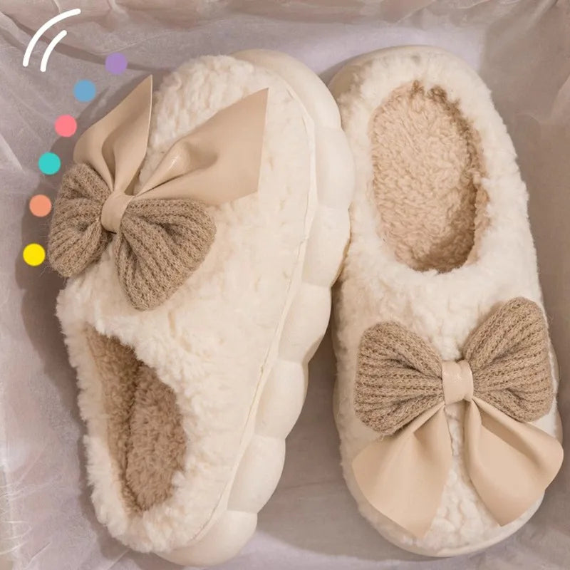 🎀❄️ Winter Plush Bow Slippers – Calidez, suavidad y encanto para tus días en casa