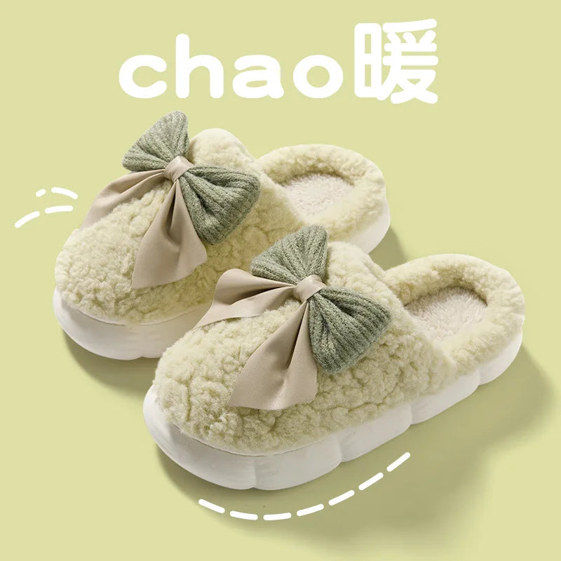 🎀❄️ Winter Plush Bow Slippers – Calidez, suavidad y encanto para tus días en casa