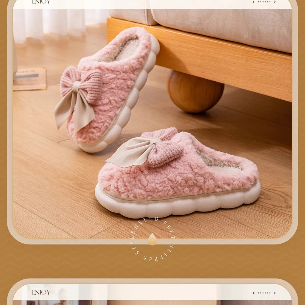 🎀❄️ Winter Plush Bow Slippers – Calidez, suavidad y encanto para tus días en casa