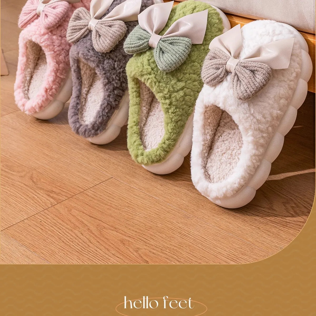 🎀❄️ Winter Plush Bow Slippers – Calidez, suavidad y encanto para tus días en casa
