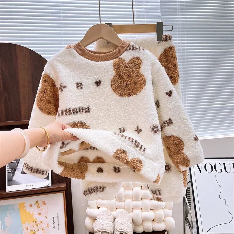 🐼❄️ Kids Warm Panda Fleece Pajama Set – Abrigo, suavidad y ternura para este invierno