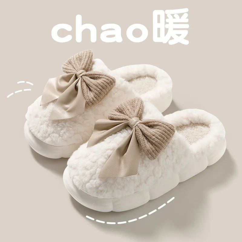 🎀❄️ Winter Plush Bow Slippers – Calidez, suavidad y encanto para tus días en casa