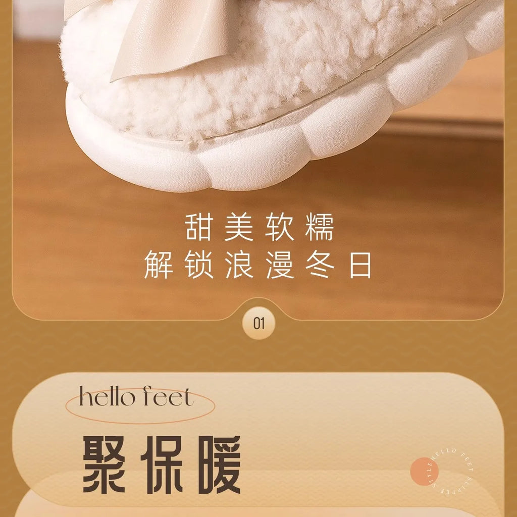 🎀❄️ Winter Plush Bow Slippers – Calidez, suavidad y encanto para tus días en casa