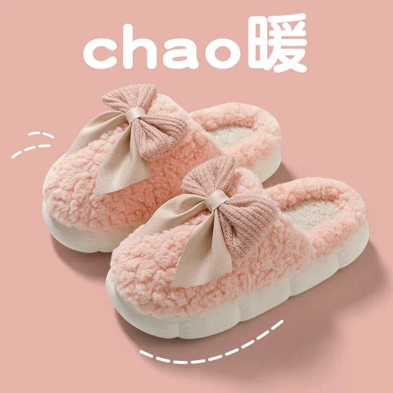 🎀❄️ Winter Plush Bow Slippers – Calidez, suavidad y encanto para tus días en casa