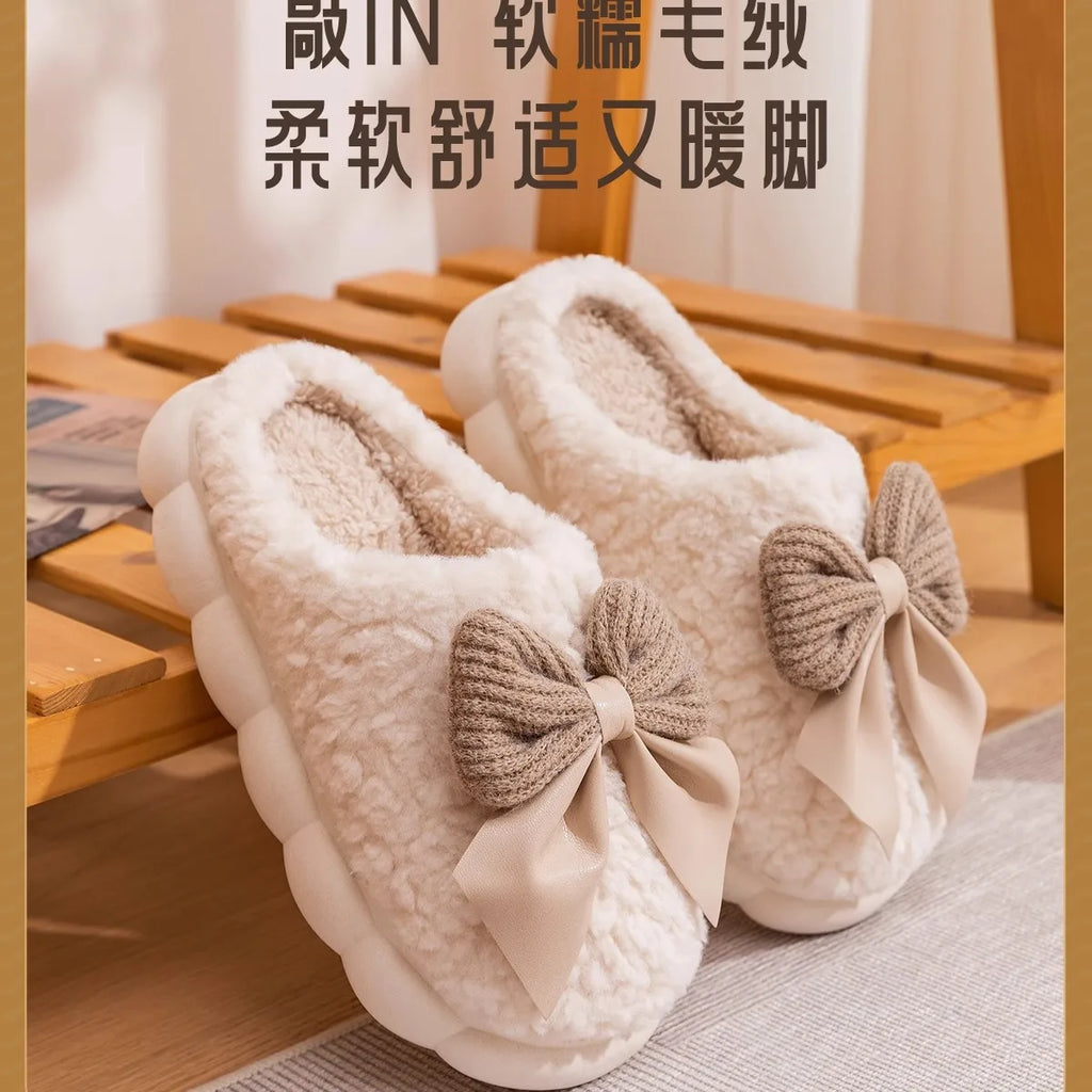 🎀❄️ Winter Plush Bow Slippers – Calidez, suavidad y encanto para tus días en casa