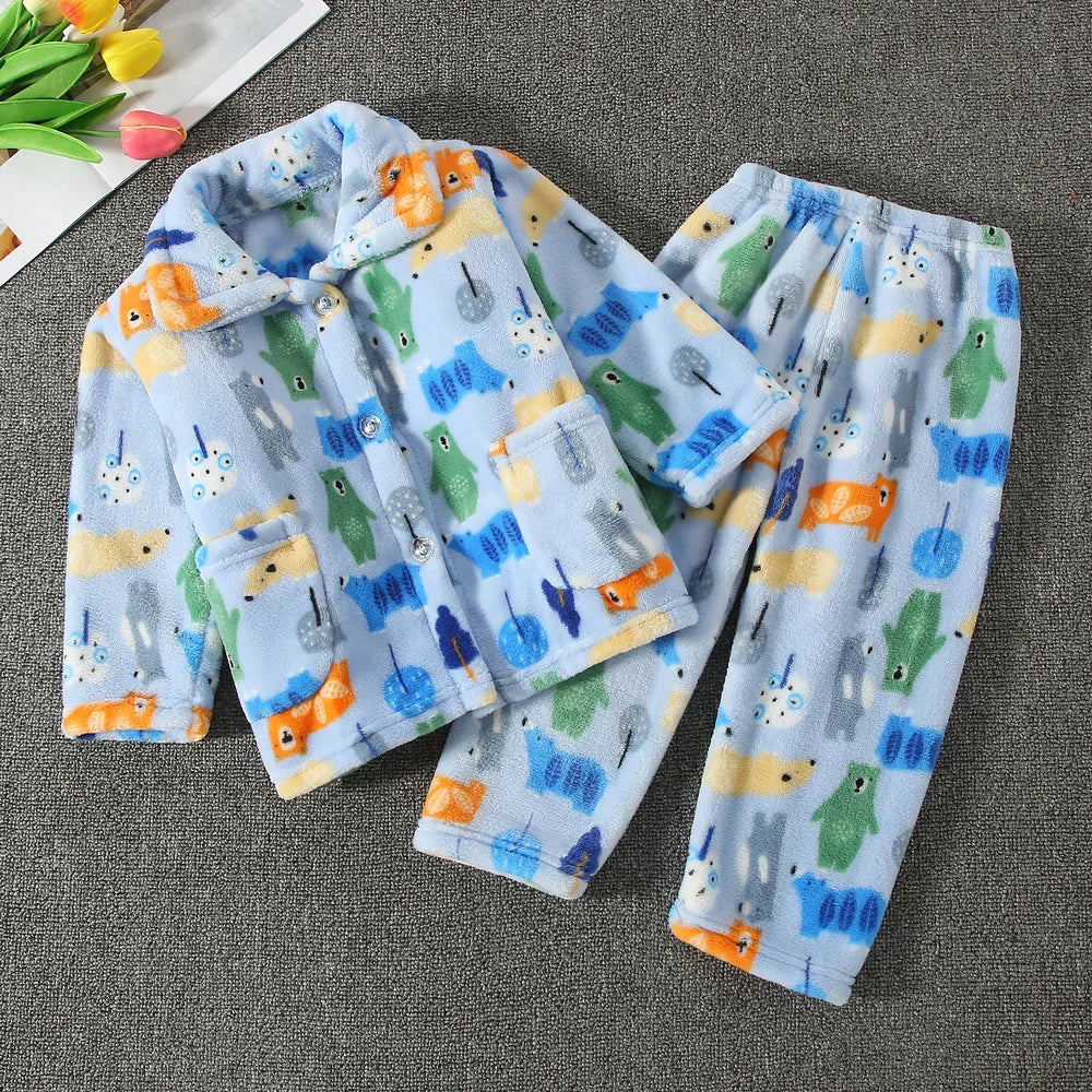 🧸❄️ Boys Soft Flannel Winter Pajama Set – Calidez, suavidad y estilo adorable para tu pequeño