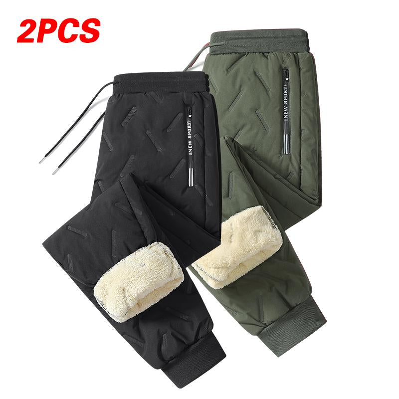 Men'S 3-Pack Fleece-Lined Snow Pants with Drawstring Waistband for Winter Sports & Casual Wear Warm Cozy Versatile Menswear Trouser