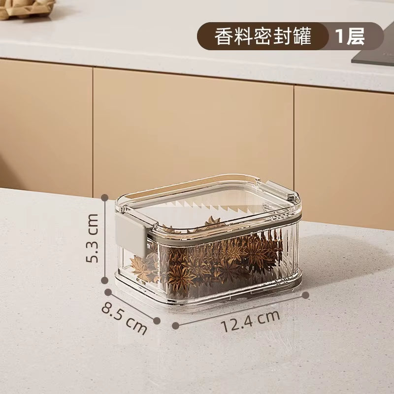 Household Stackable Food Sealing Jar Multi-Layered Seasoning Storage Box Portable All-In-One Kitchen Spices Beans Storage Jar