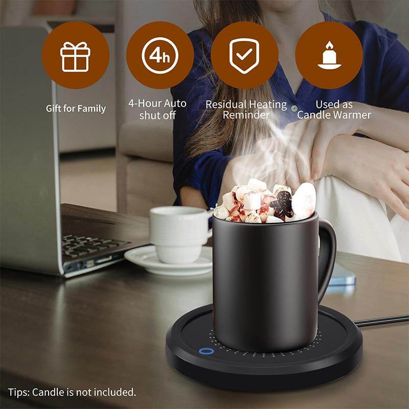 Intelligent Automatic Coffee Cup Heating Pad 55°C Constant Temperature Heater Coffee Milk Tea Beverage Heating Warmer Coaster Constant Temperature Cup Multifunctional Heat Preservation Coaster Stainless Steel Measuring Pitcher with Lid Tableware Black