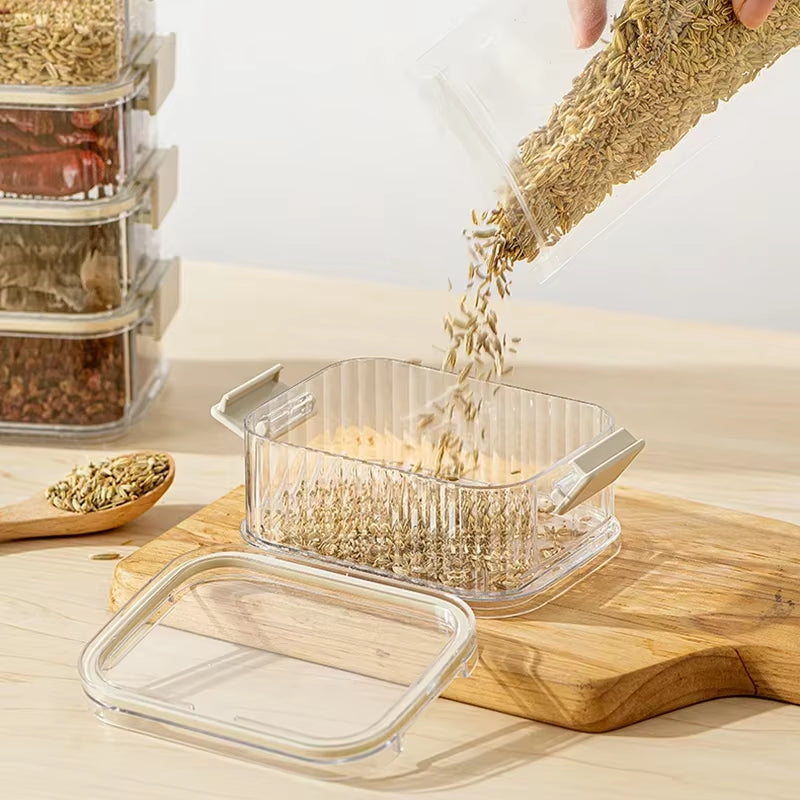 Household Stackable Food Sealing Jar Multi-Layered Seasoning Storage Box Portable All-In-One Kitchen Spices Beans Storage Jar