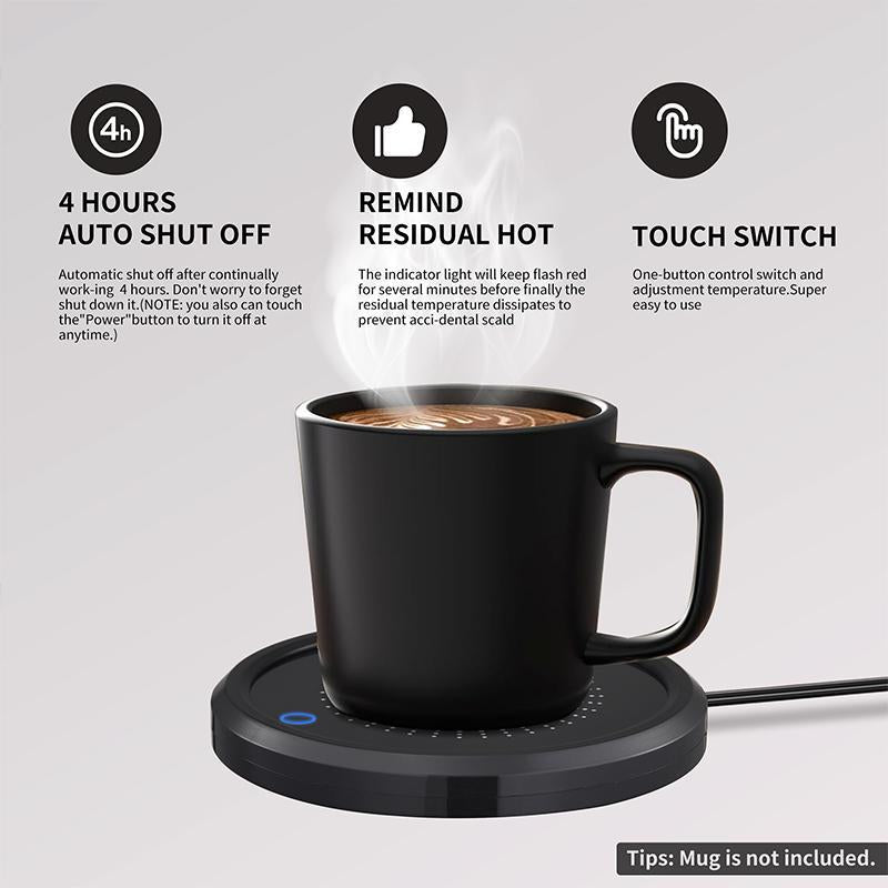 Intelligent Automatic Coffee Cup Heating Pad 55°C Constant Temperature Heater Coffee Milk Tea Beverage Heating Warmer Coaster Constant Temperature Cup Multifunctional Heat Preservation Coaster Stainless Steel Measuring Pitcher with Lid Tableware Black